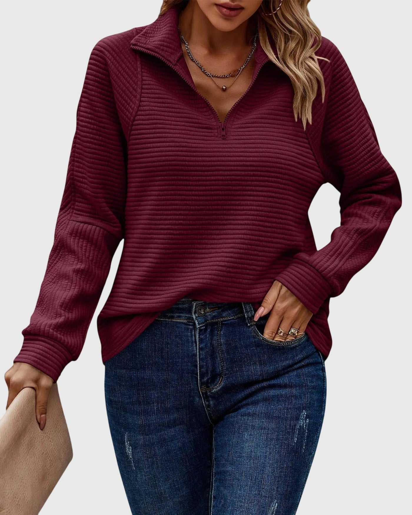 Pandora | Casual Zip Collar Sweater