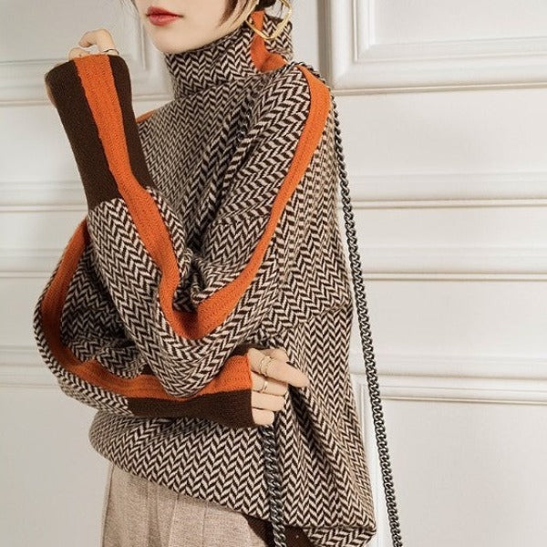 Tihana | Pleteni Pulover s Kontrastnim Prugama