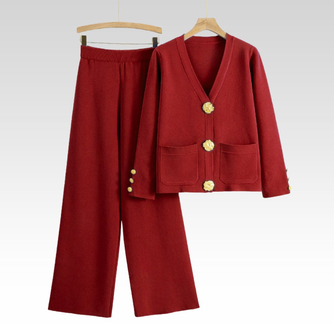 Kathleen | Elegantni pleteni set sa zlatnim gumbima