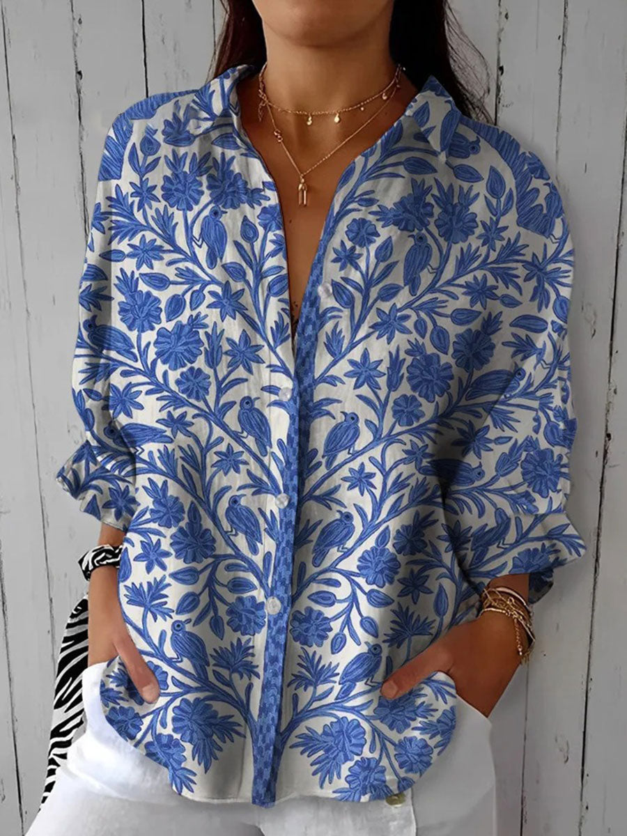 Marina | Plavo-Bijela Cvjetna Košulja