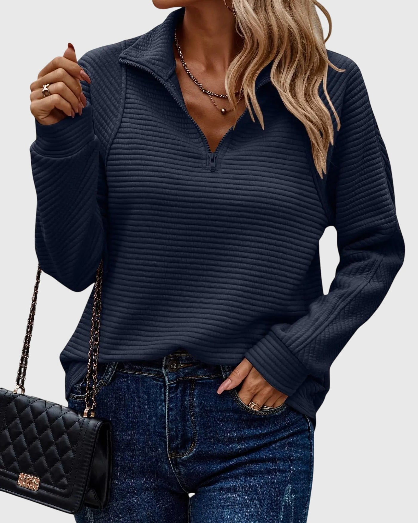 Pandora | Casual Zip Collar Sweater